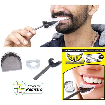 Imagem de Placa Anti Ronco Intra Oral Tratamento Bruxismo Moldável Articulada Luctor Vamp 5em1