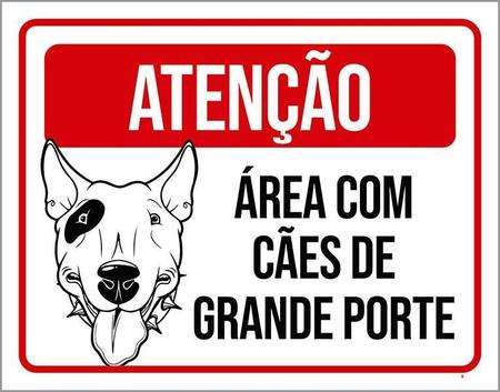 Imagem de Placa Atenção Área Cães Grande Porte Pitbull 36X46