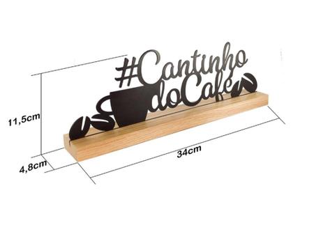 Imagem de Placa Cantinho do Café Letras em Metal Com Base em Madeira - Abelhinha Presentes