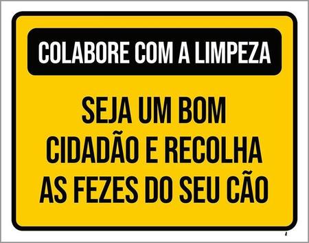 Imagem de Placa Colabora Com Limpeza Recolha Fezes Cão 27X35