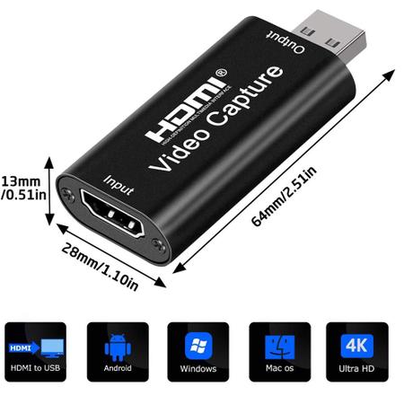Imagem de Placa de Captura de Vídeo HDMI USB 4k Para Gravação e Transmissão