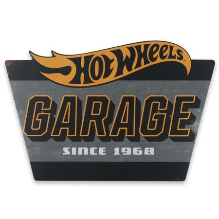 Imagem de Placa de metal vintage Hot Wheels para garagem Mattel Open Road Brands