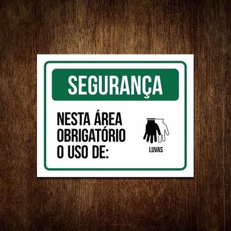 Imagem de Placa De Segurança - Nesta Área Obrigatório Luvas (36x46)