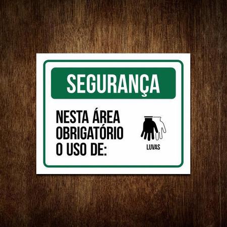 Imagem de Placa De Segurança - Nesta Área Obrigatório Luvas (36X46)