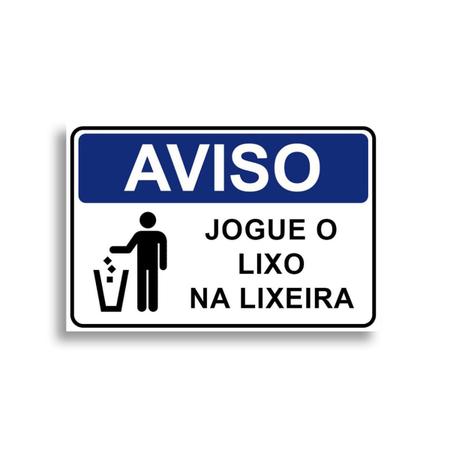 Placa jogue o lixo na lixeira (simb.) 23,5x32,5cm - Zeus do Brasil