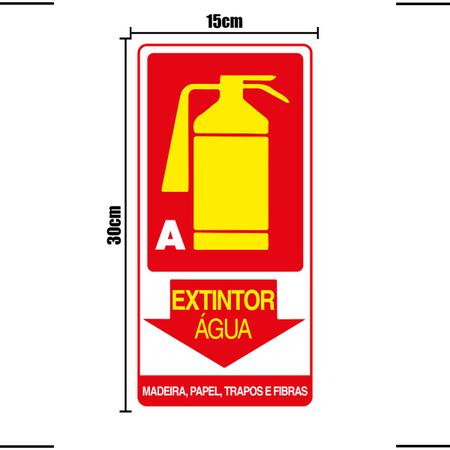 Imagem de Placa De Sinalização Extintor A Água Madeira, Papel, Trapos E Fibras 15X30 Ekomunike - X-702 F9e