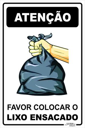 Imagem de Placa De Sinalização  Favor Colocar O Lixo Ensacado  20x30