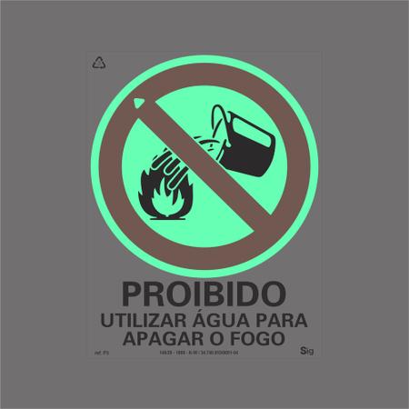 Placa Proibido Utilizar Água Para Apagar Fogo, Símbolo Internacional