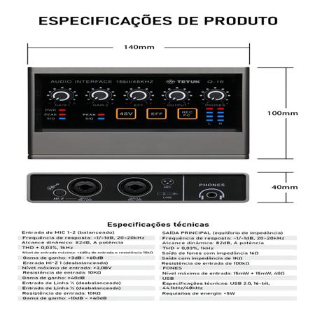 Interface De Áudio Usb Teyun Q16 Nf + Garantia + Placa Áudio