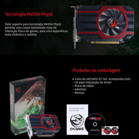 Placa De Video 4Gb Nividia GT 740 GDDR5 128 Bits PCI-E 3.0 HDMI.