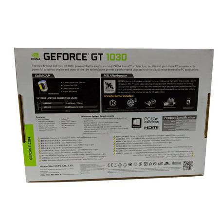 Imagem de Placa de Vídeo MSI NVIDIA GeForce GT 1030 2GD4 OC 2GB DDR4 64 bits