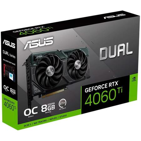 Imagem de Placa de Vídeo RTX 4060 Ti OC Edition Asus NVIDIA GeForce, 8 GB GDDR6, DLSS, Ray Tracing - DUAL-RTX4060TI-O8G