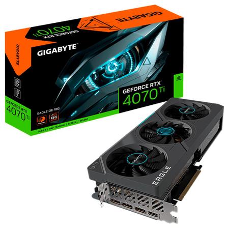 Imagem de Placa de Vídeo RTX 4070 Ti Gigabyte NVIDIA GeForce, 12 GB GDDR6X, DLSS 3, Ray Tracing - GV-N407TEAGLE OC-12GD