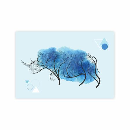 Imagem de Placa Decoração Minimalista Safari Rinoceronte Azul 30x40cm