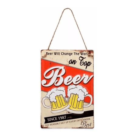 Imagem de Placa Decoração Rústico Beer On Top Retrô Aço Laminado (7031) - IMAGINARIUM