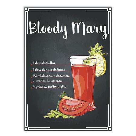 Imagem de Placa Decorativa A4 Bar Bebidas Drink Bloody Mary Decoração