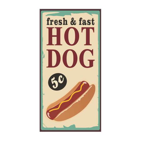 Imagem de Placa decorativa Hot Dog S 25x50 cm Preto