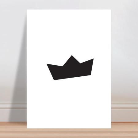Imagem de Placa decorativa infantil barquinho de papel preto