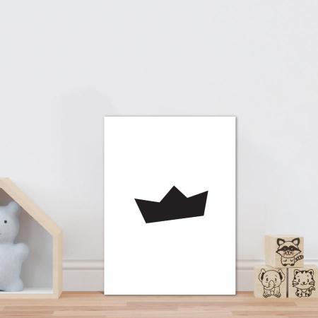 Imagem de Placa decorativa infantil barquinho de papel preto