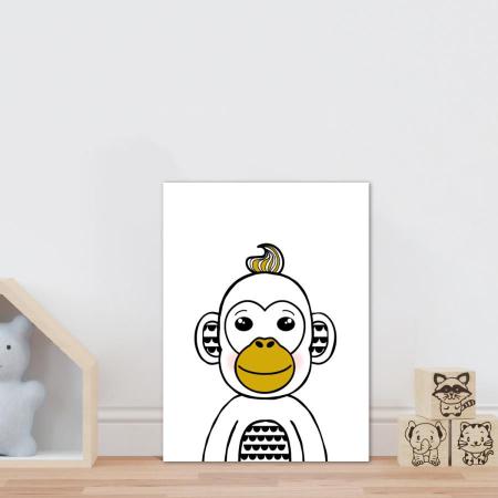 Placa Decorativa Infantil Macaco Desenho Marrom