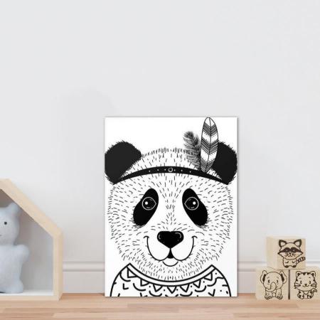 Placa decorativa infantil desenho panda tribal - Wallkids - Placa