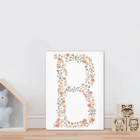 Imagem de Placa decorativa infantil letra B floral 