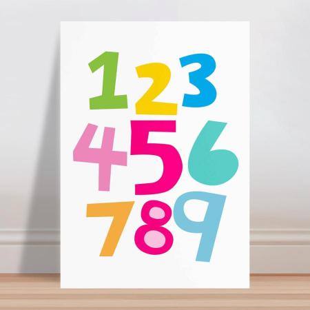 Placa decorativa infantil números criança colorido - Wallkids Imagem de Placa decorativa infantil números criança colorido