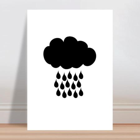 Imagem de Placa decorativa infantil nuvem gotas de chuva preto