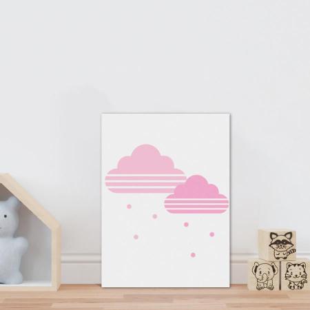 Imagem de Placa decorativa infantil nuvens rosa