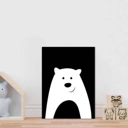 Placa decorativa infantil desenho cacto preto e branco - Wallkids