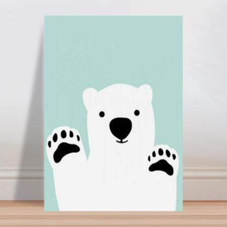 Imagem de Placa decorativa infantil urso polar branco e azul