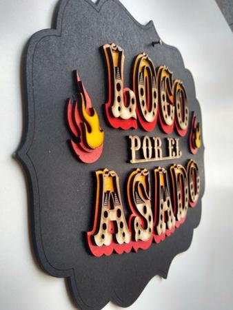 Imagem de Placa Decorativa Loco Por El Asado Em Alto Relevo 89cm