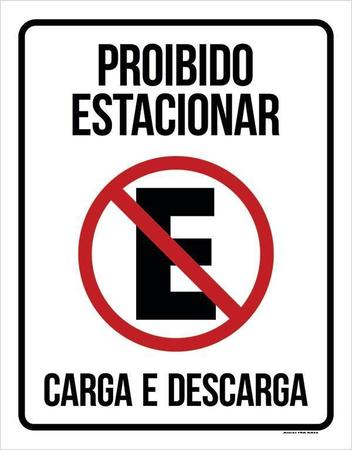 Imagem de Placa Decorativa - Proibido Estacionar Carga Descarga 27X35