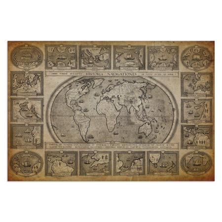 Imagem de Placa Decorativa Vintage Mapa Antigo Navegações 30x40cm