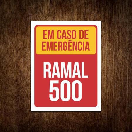 Imagem de Placa Em Caso De Emergência Ramal 500 Segurança Aviso