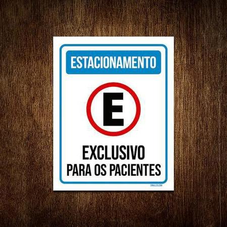 Imagem de Placa Estacionamento Exclusivo Para Pacientes 18x23cm 5un