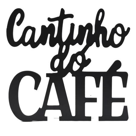 Imagem de Placa Frase Cantinho Do Café Preto Fosco Decorativo Mdf