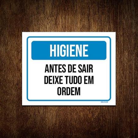 Imagem de Placa Higiene Antes De Sair Deixe Tudo Em Ordem 27x35