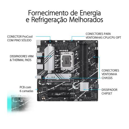 Imagem de Placa Mãe Asus Prime B760M-A, Intel LGA 1700, D4, mATX, DDR4 - 90MB1D00-M0EAY0