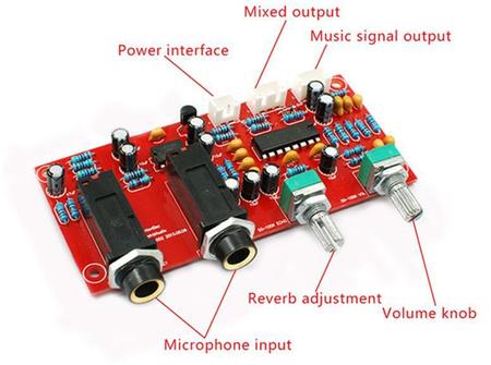 Imagem de Placa Montada Pre Amplificador Microfone Karaoke Eco Reverb