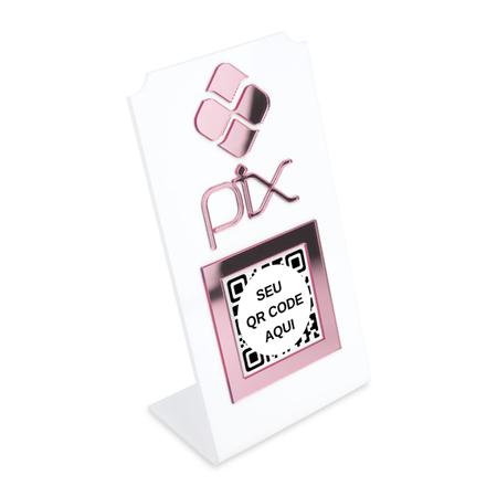 Imagem de Placa Pix QR Code Display Para Pagamentos Acrílico Branco Loja Comércio 