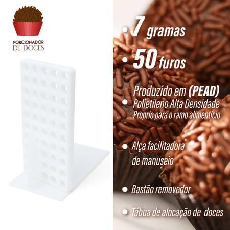 Placa Porcionadora Dosadora De Doces Brigadeiro 7g 50 Furos - Tribo Sweet Imagem de Placa Porcionadora Dosadora De Doces Brigadeiro 7g 50 Furos