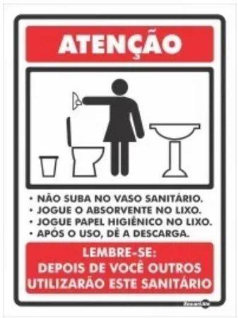 Placa Aviso - Não Jogue Papel no Vaso Sanitário - Iplacas Sinalização