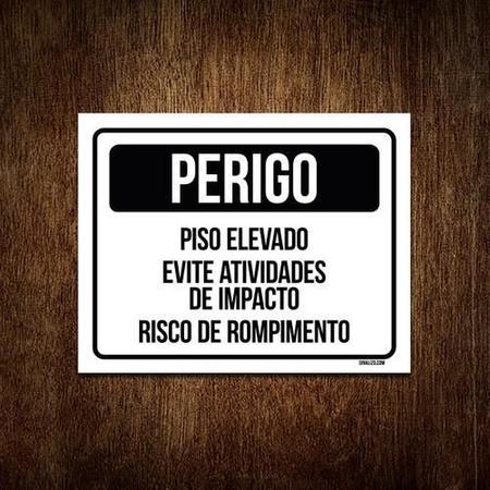 Imagem de Placa Sinalização - Perigo Piso Elevado Evite Impacto 27X35