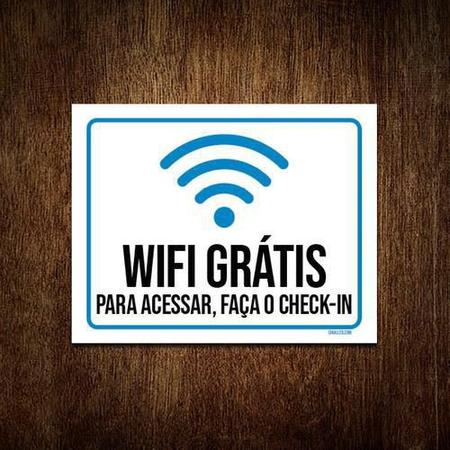 Placa Sinalização Wifi Acessar Faça Check-in 18x23cm PSAI - Sinalizo Imagem de Placa Sinalização Wifi Acessar Faça Check-in 18x23cm PSAI