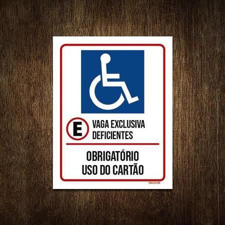 Imagem de Placa Vaga Exclusiva Deficientes Obrigatório Cartão 27X35