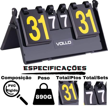 Placar de Jogo Pontuação Mesa Manual 7 Sets 31 Pontos Vollo