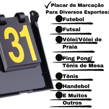 Placar de Jogo Pontuação Mesa Manual 7 Sets 31 Pontos Vollo