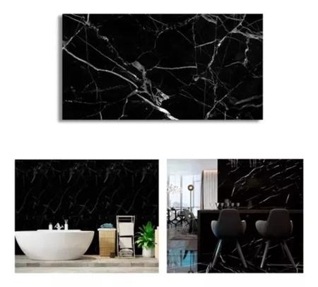 Imagem de Placas Adesiva Parede Piso Painel Mármore Preto Vinílico Premium Autocolante 3d Lavavel 30x60cm