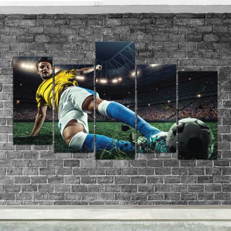 Placa Decorativa MDF Jogador de Futebol Chute a Gol 30x40cm